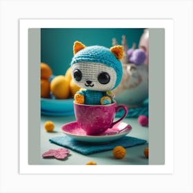 Cat In A Cup Art Print