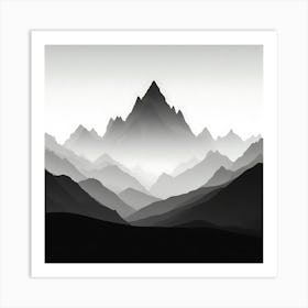 Mountain Landscape In Black And White Art Print