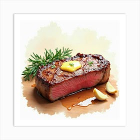 Steak With Butter And Garlic Art Print