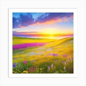 Wildflowers At Sunset Art Print