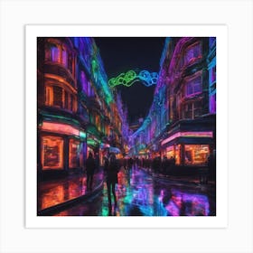 London Street At Night Art Print