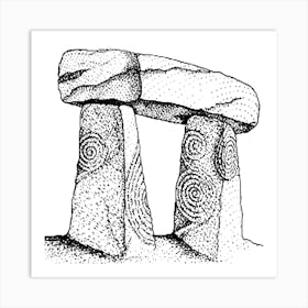 Ink On Board Drawing Traditional Published Menhir Dolman Stonehenge Celtic Druid Wicca Spirals Standing Stones Mystical Magic Earth Solstice Equinox Samhain Borderlands Lammas Imbolc Beltain Art Print