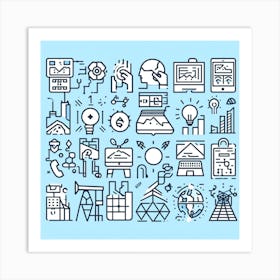 Business Icons Set Art Print