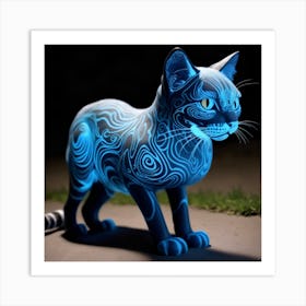 An Otherworldly Feline Species With Fur Covered In Strange Luminescent Patterns That Seem To Shimmer And Change As The Creature Moves Creating A (1) Art Print