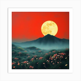 Full Moon In The Mountains 2 Art Print