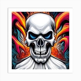 Skull With Flames 3 Art Print
