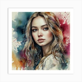 Watercolor Of A Girl Art Print