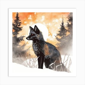 Fox In The Snow 1 Art Print