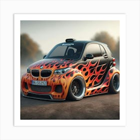 Flames On A Smart Car 2 Art Print