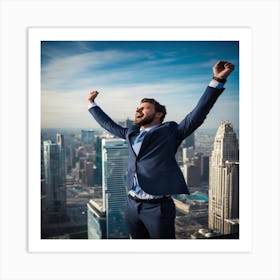 Businessman Celebrating Success 1 Art Print