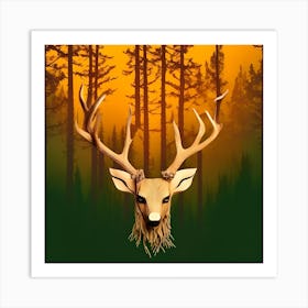 Deer of a tree Art Print