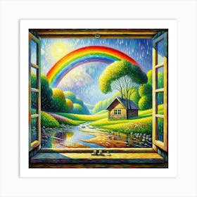 Rainbow Over The Window Art Print