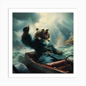 Bear In A Car 1 Art Print