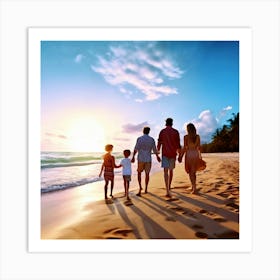 Family On The Beach 1 Art Print