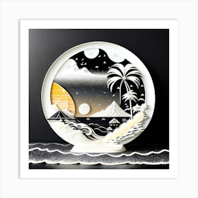 3D Ink Art Japanese Textured Art Print