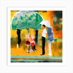 Umbrellas In The Rain Art Print