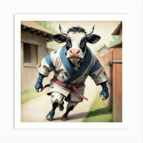 Karate Cow 2 Art Print