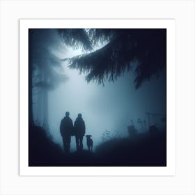 Couple Walking In The Woods Art Print