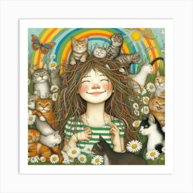 Rainbow Cats 1 Art Print