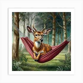 Deer In A Hammock 2 Art Print