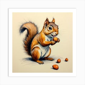 Squirrel Drawing 9 Art Print