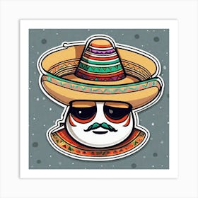 Mexican Sombrero And Pancho Sticker 2d Cute Fantasy Dreamy Vector Illustration 2d Flat Center (14) Art Print