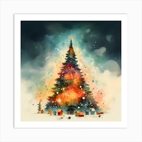 Glowing Pastel Christmas Pines Art Print