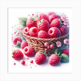A basket of Raspberries Art Print