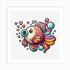 Goldfish Sticker Art Print