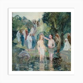 The Baptism Of Christ, Draft For The Luumäki Church Altarpiece (1913), Pekka Halonen Art Print