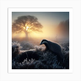 Badger At Sunrise Art Print