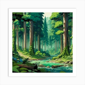 Illustration Of A Forest Art Print