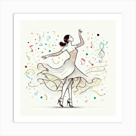 Line Art Salsa Dancer 6 Art Print