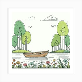 Lonely boat Art Print