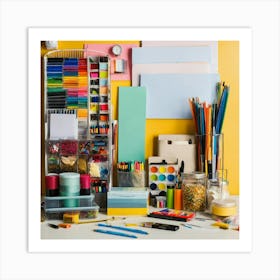 A Photo Of A Wide Variety Of Office Supplies 2 Art Print