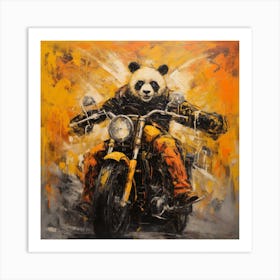 Panda On A Motorcycle Art Print