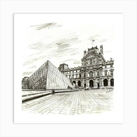 Sketch Of The Louvre Art Print