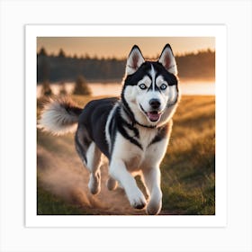 Siberian Husky Running Art Print