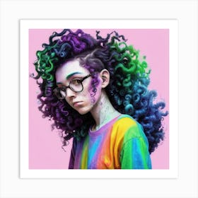 Rainbow Haired Girl Art Print