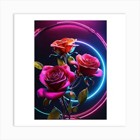 Neon Roses Art Print