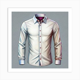 White Long Sleeved Dress Shirt With Red Buttons Art Print