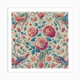 Roses And Birds William Morris Art Print