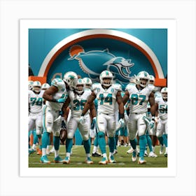 Dolphins On The Field Art Print