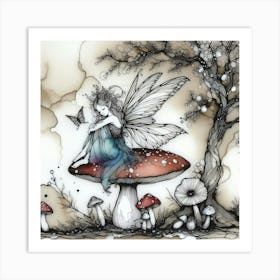 Fairy On A Mushroom 1 Art Print