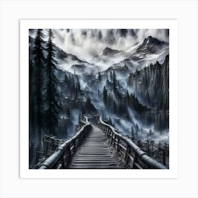 Bridge In The Fog Art Print