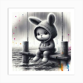 Bunny On A Swing Art Print