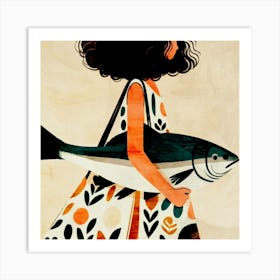 Girl With Fish 03 Art Print