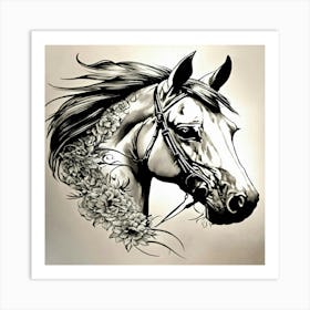 Horse Head Tattoo Art Print