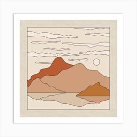 Mountain Peak Reflection Square Art Print