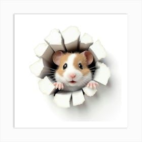 Hamster Peeking Out Of Hole 1 Art Print